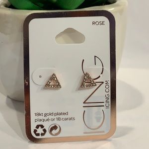 5/$30! MIX & MATCH! ICING 18K ROSE GOLD PLATE Crystal Triangle POST EARRINGS